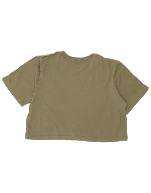 Damska koszulka Adidas Crop Graphic Top UK 12/14 Średnia bawełna khaki