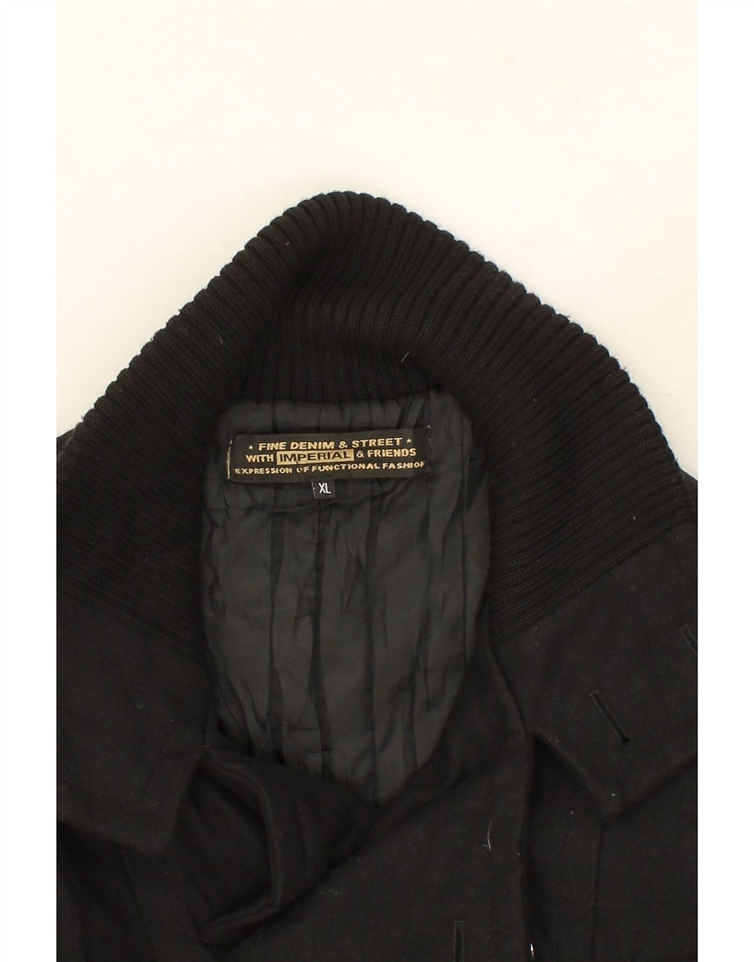 IMPERIAL Womens Double Breasted Coat UK 18 XL Black Wool Vintage Imperial and Second-Hand Imperial from Messina Hembry 