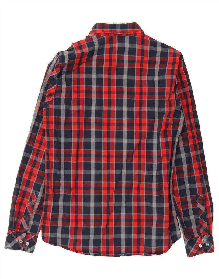 JACK & JONES Mens Flannel Shirt Medium Red Check Cotton Vintage Jack & Jones and Second-Hand Jack & Jones from Messina Hembry 