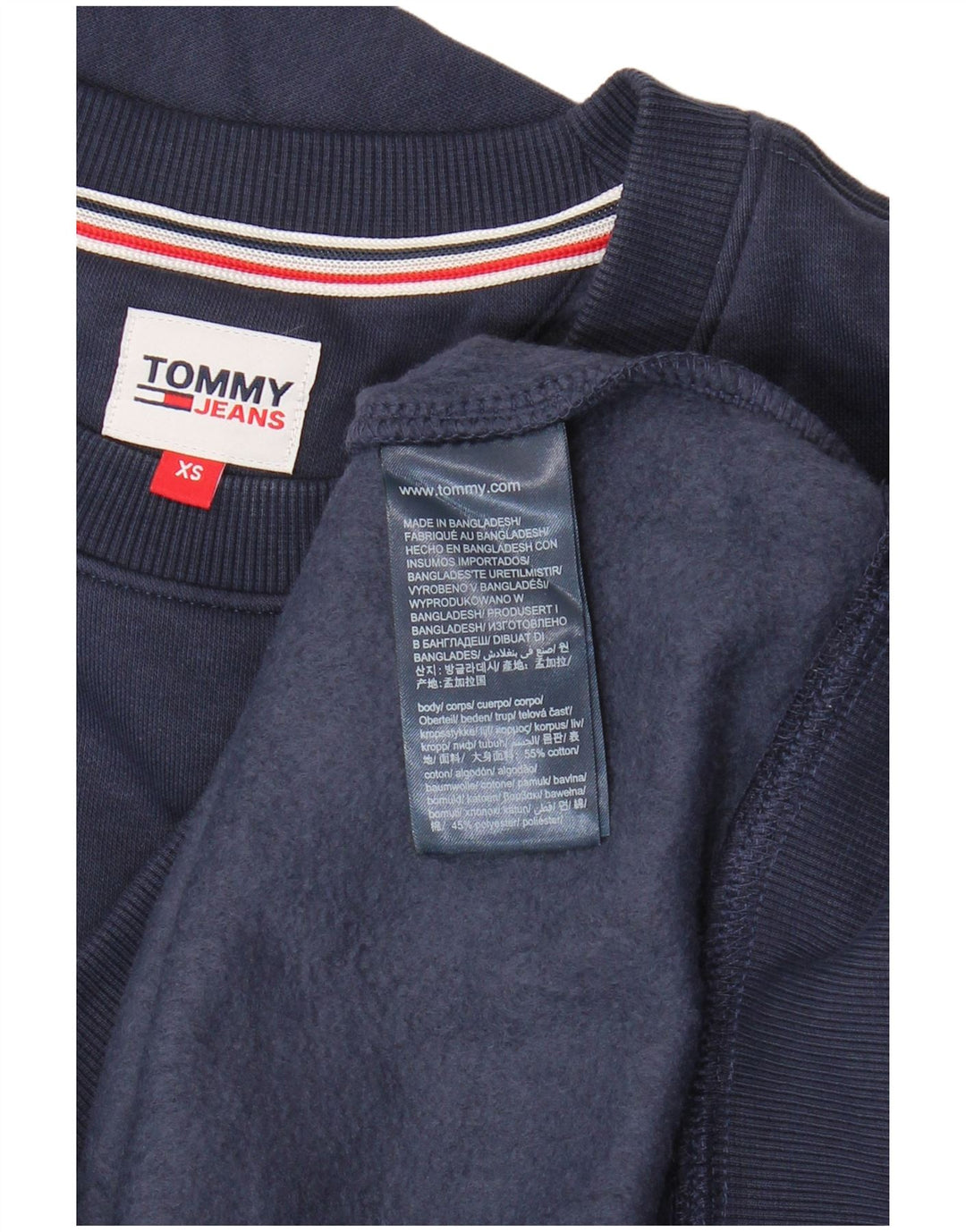Damska bluza oversize TOMMY HILFIGER UK 6 XS, granatowa, bawełniana