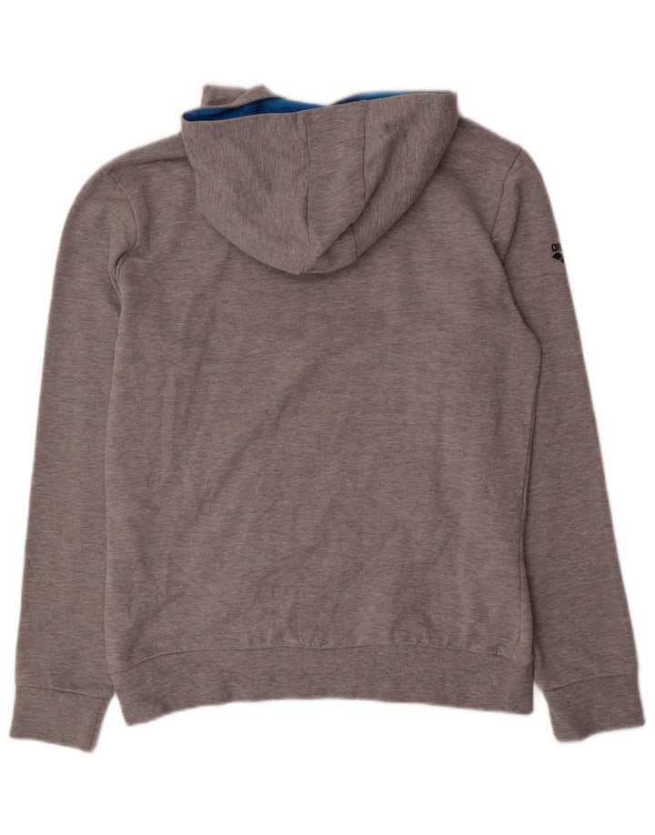 ARENA Mens Graphic Hoodie Jumper Medium Grey Flecked Cotton