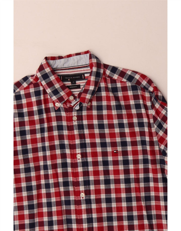 Męska koszula o regularnym kroju TOMMY HILFIGER, bawełniana w kratkę, w kolorze średniej czerwieni