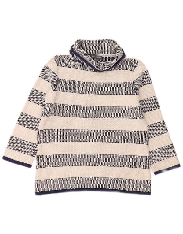 Damski sweter z wywijanym dekoltem Laura Ashley UK 12 w średnie granatowe paski