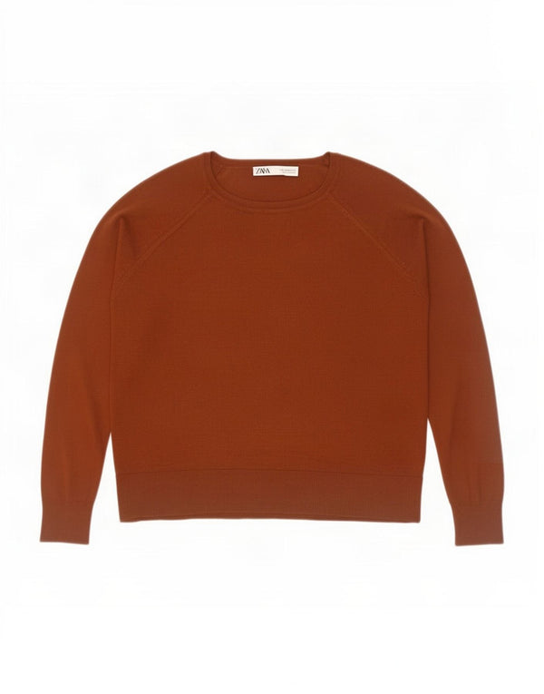 Damski sweter oversize z dekoltem w łódkę Zara UK 14 Średni brąz