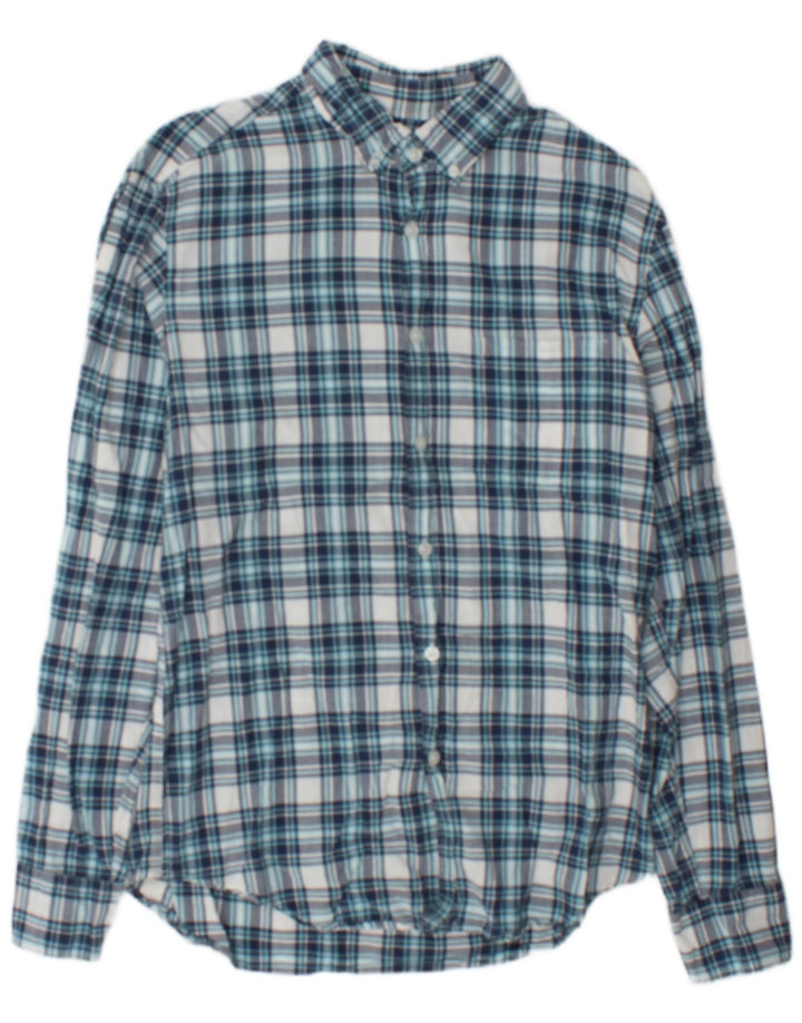 Koszula flanelowa męska J. Crew, bawełniana w średnią niebieską kratkę