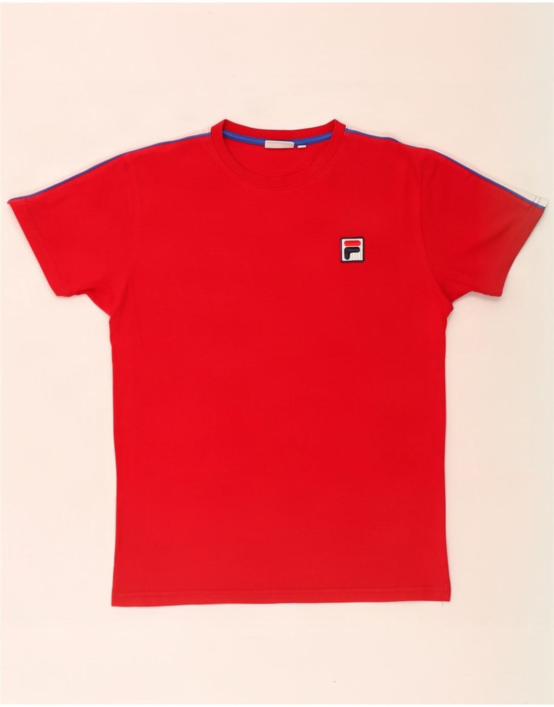 T-shirt męski Fila Top, mały, czerwony, z blokami kolorów