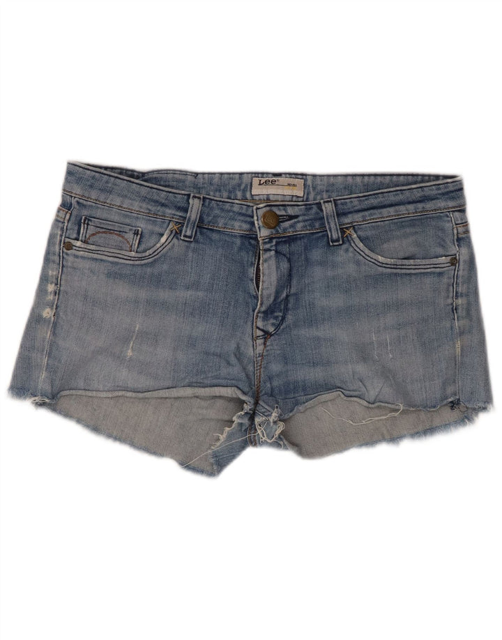 Damskie spodenki jeansowe LEE Bell Distressed W30 Średnioniebieskie, bawełniane