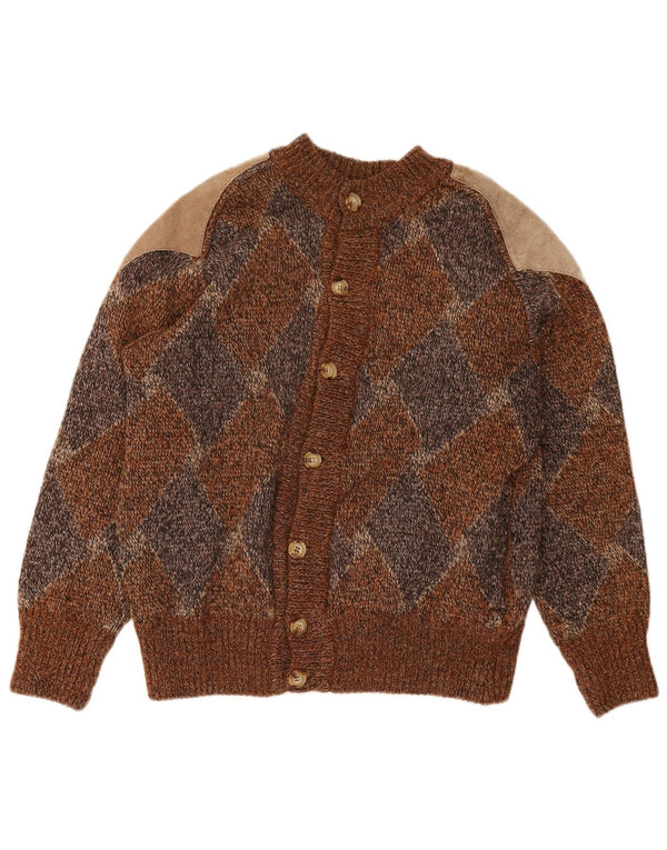 Sweter męski w stylu vintage, średniobrązowy Argyle/Diament