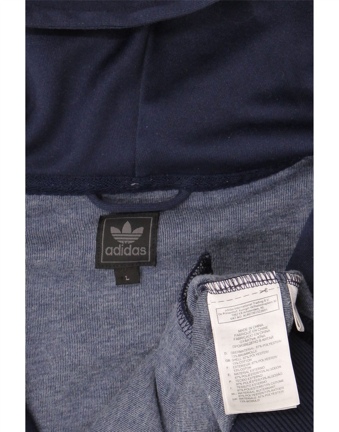 Adidas Męski sweter z kapturem i zamkiem błyskawicznym, duży granatowy poliester