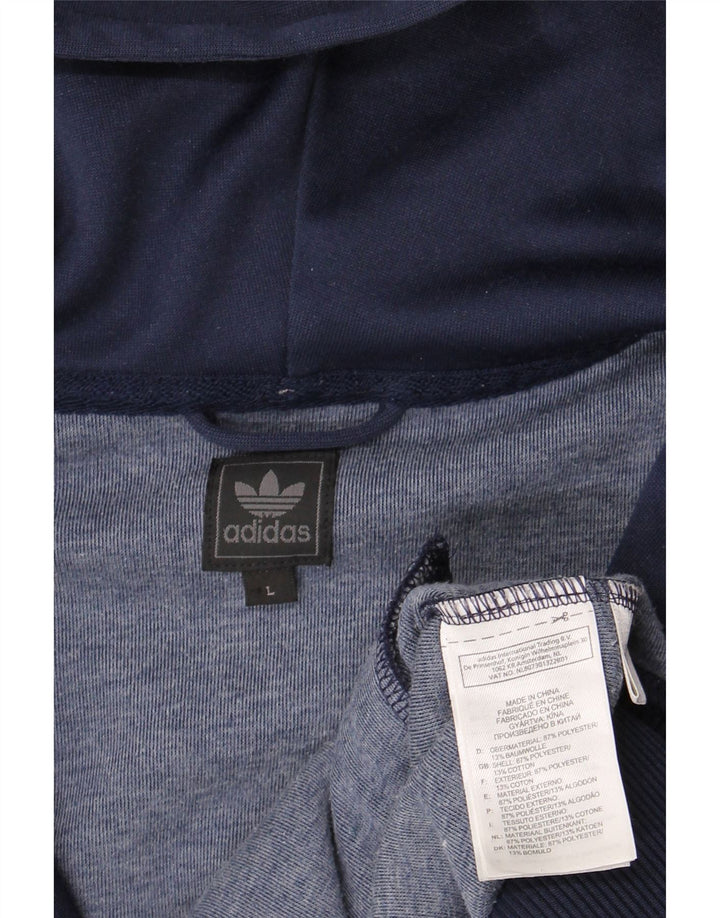 Adidas Męski sweter z kapturem i zamkiem błyskawicznym, duży granatowy poliester