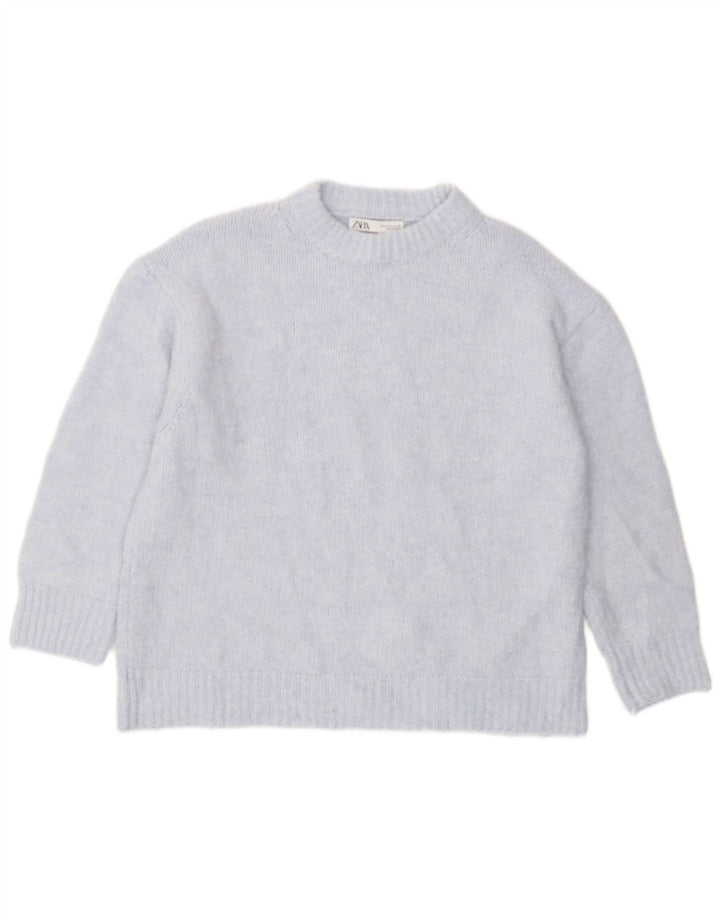 Damski sweter oversize z okrągłym dekoltem Zara UK 14, średni niebieski poliester