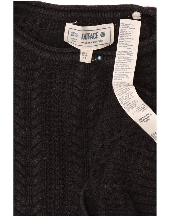 Damski sweter Fat Face Crop Oversize z okrągłym dekoltem UK 10 Small Grey