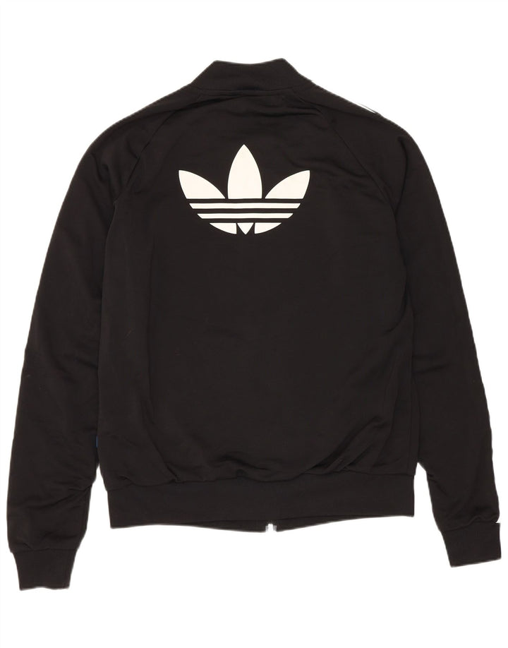 Damska kurtka dresowa ADIDAS z grafiką UK 10, mała, czarna, poliester