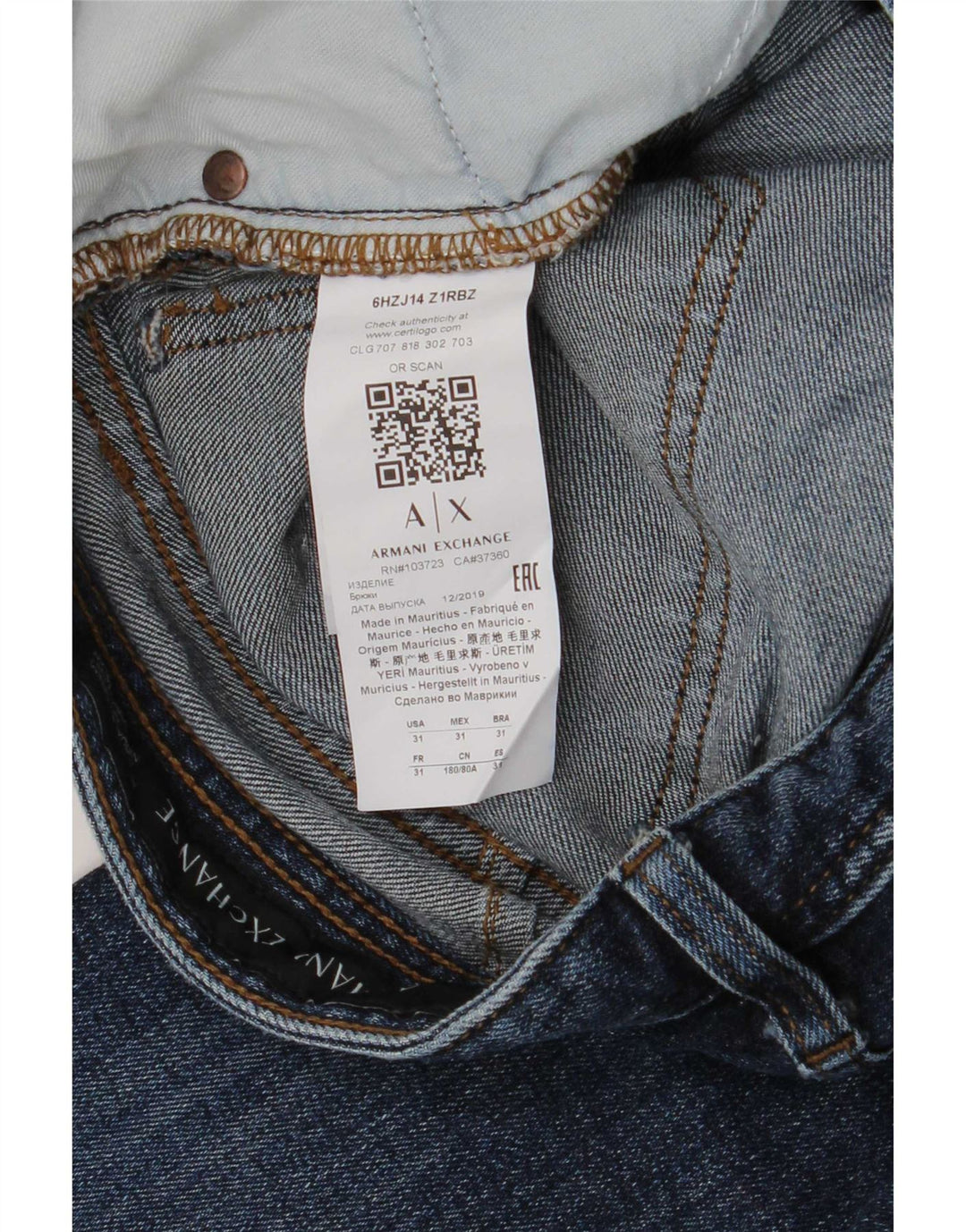 Armani Exchange Męskie jeansy slim W31 L31 Granatowe bawełniane