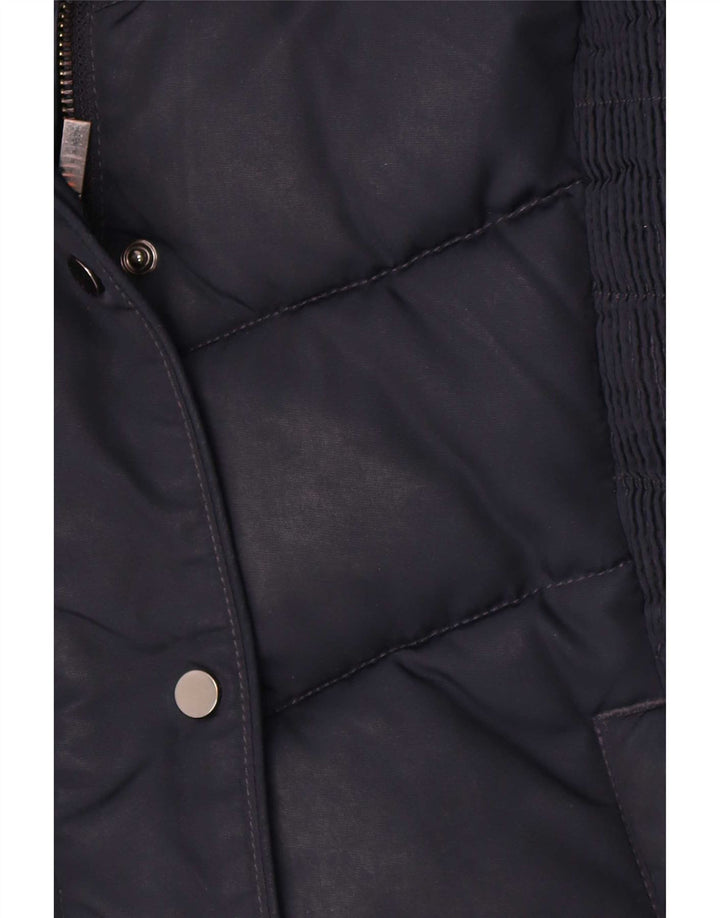 Damski płaszcz oversize z kapturem, ocieplany Hobbs UK 8, mały, granatowy, poliester