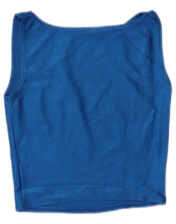 Damska kamizelka w stylu vintage, krótka, UK 4 XS, niebieska