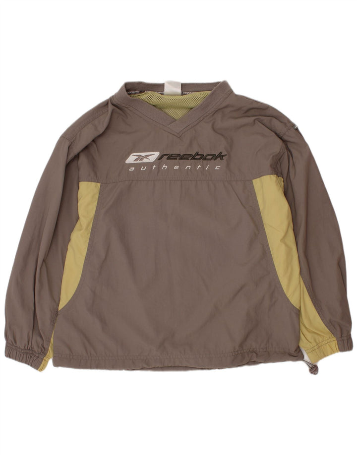 Chłopięcy dres Reebok z graficznym pulowerem, 9-10 lat, szary, z blokami kolorów