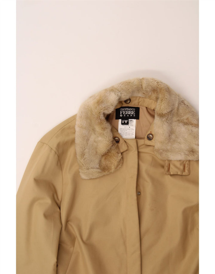GIANFRANCO FERRE Womens Overcoat UK 14 Medium Beige Polyester Vintage Gianfranco Ferre and Second-Hand Gianfranco Ferre from Messina Hembry 