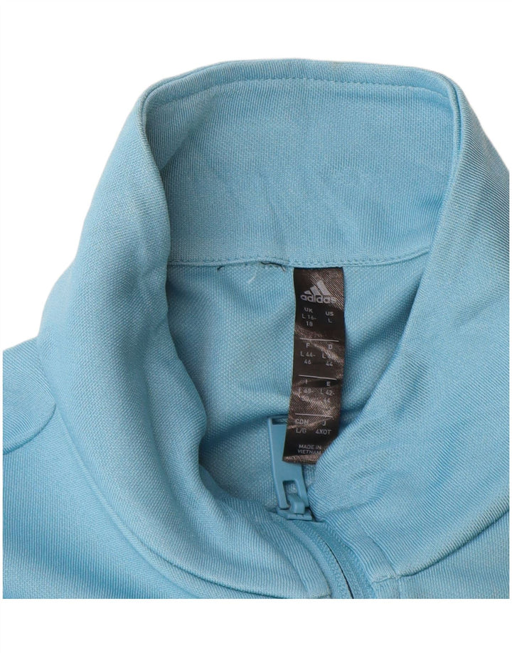 Damska kurtka dresowa Adidas UK 16/18, duża, niebieska, z blokami kolorów