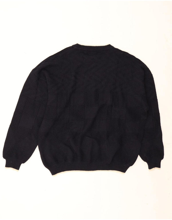 Cacharel Męski sweter z okrągłym dekoltem XL Granatowy, nowy wełniany