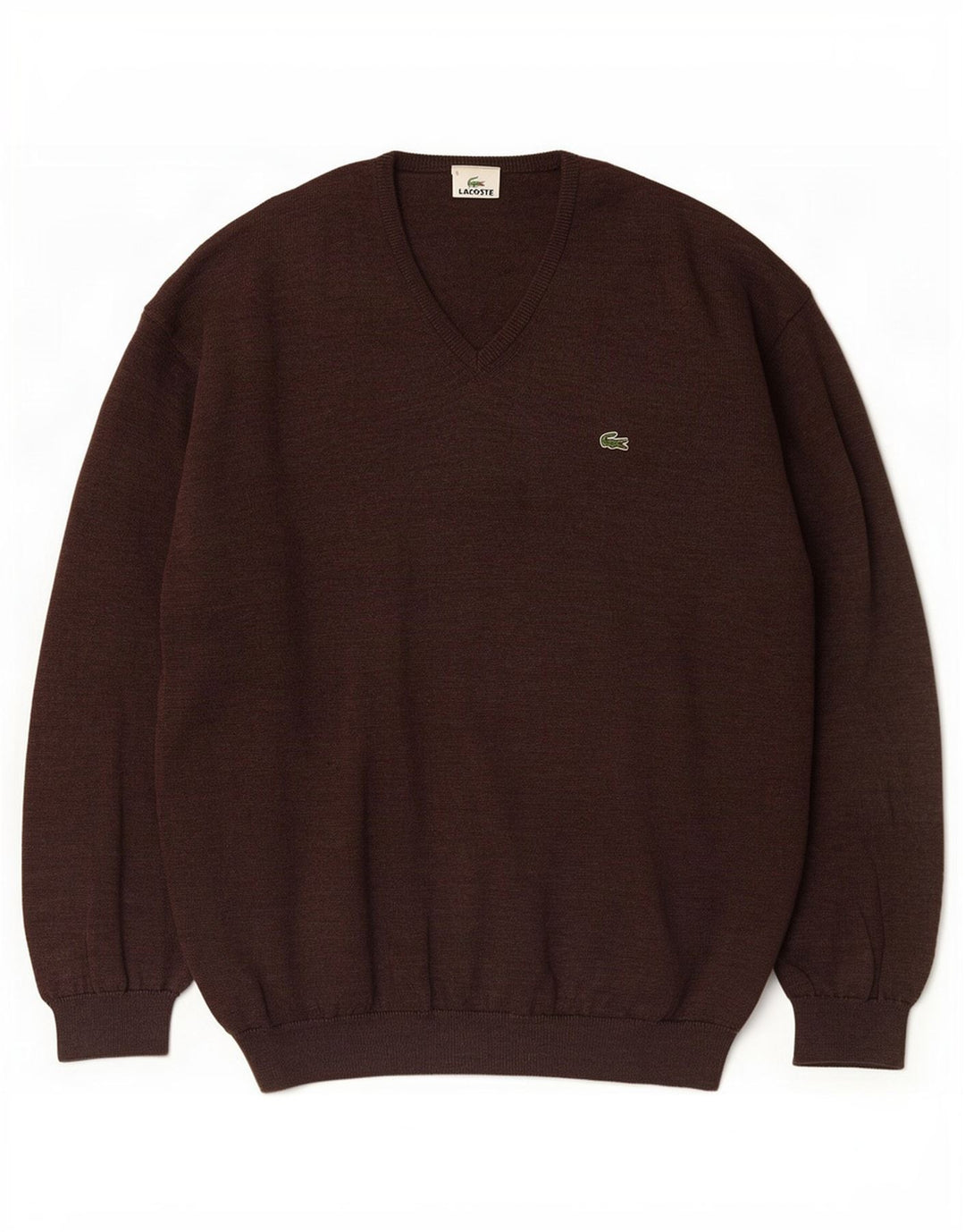 Męski sweter Lacoste z dekoltem w kształcie litery V, rozmiar 6 XL, brązowy