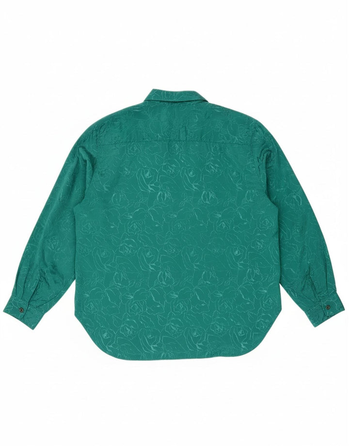STUDIO DEE Womens Longline Loose Fit Shirt UK 12 Medium Green Floral