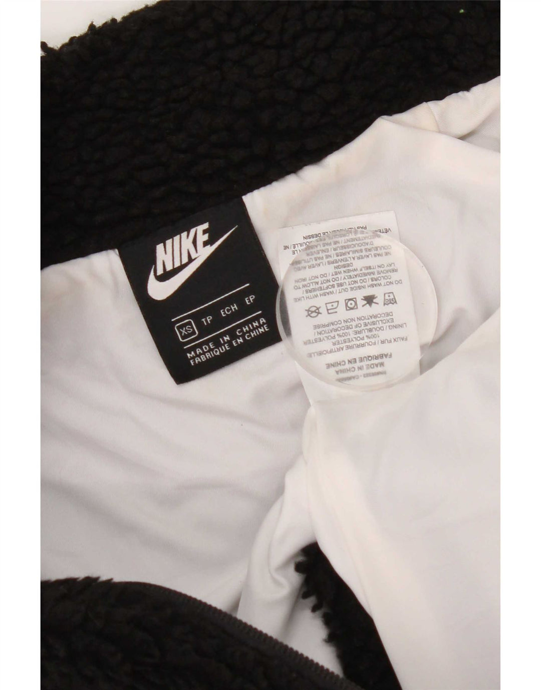 Damska kurtka polarowa Nike Graphic Oversized UK 6 XS, czarna, poliestrowa