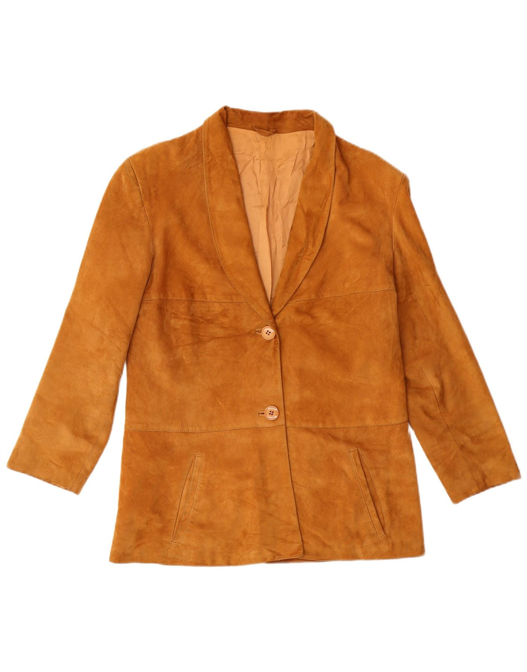 Vintage damska marynarka zapinana na 2 guziki, UK 8, mała beżowa