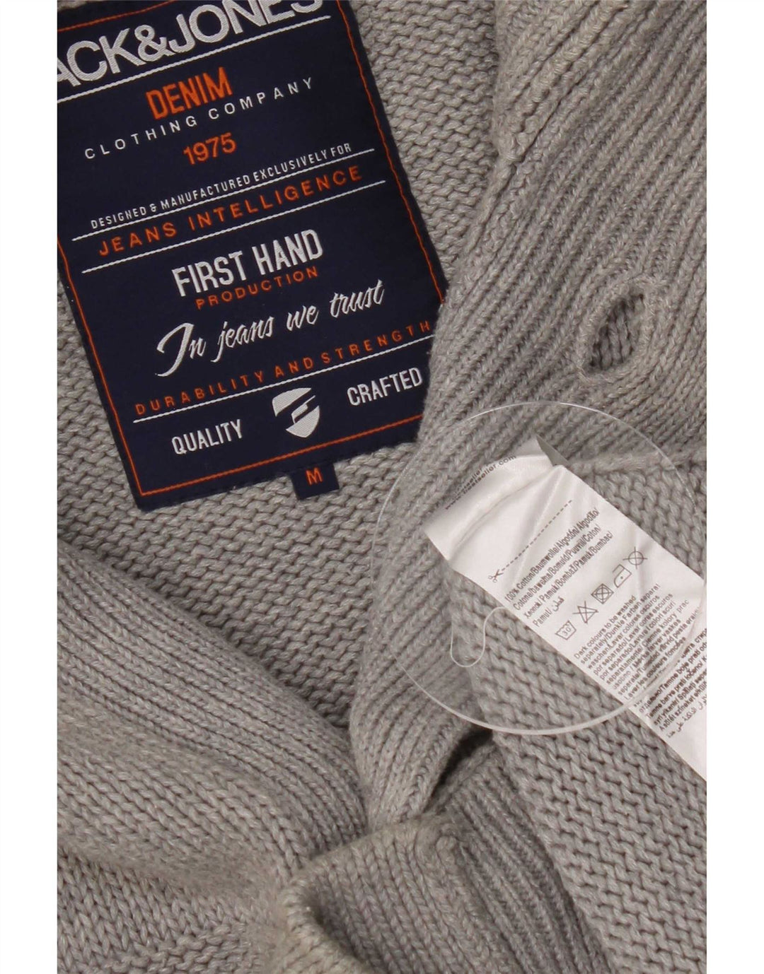 Sweter męski Jack & Jones w średnie szare paski, bawełniany