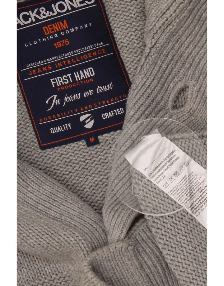 Sweter męski Jack & Jones w średnie szare paski, bawełniany