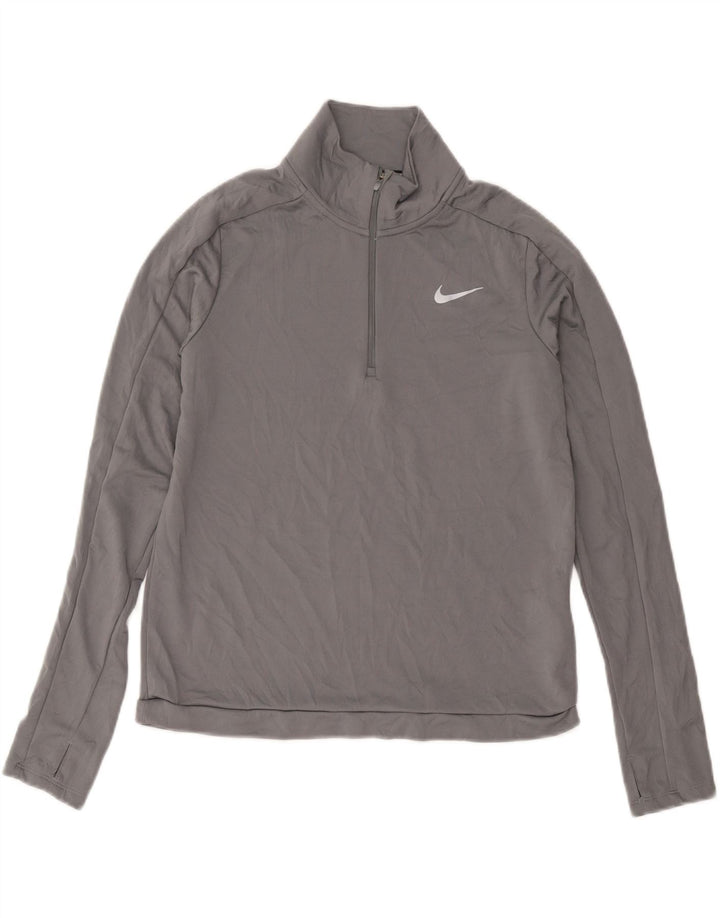 Damski dres Nike Dri Fit z zamkiem błyskawicznym na szyi, UK 12, średni szary