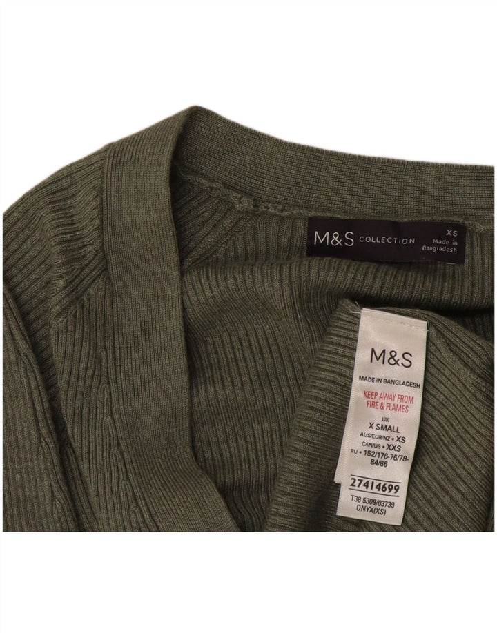 Marks & Spencer Damski sweter rozpinany UK 10 Small, zielony, wiskoza