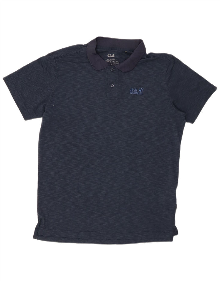 Męska koszulka polo JACK WOLFSKIN UK 38, mała, granatowa, z poliestru w cętki