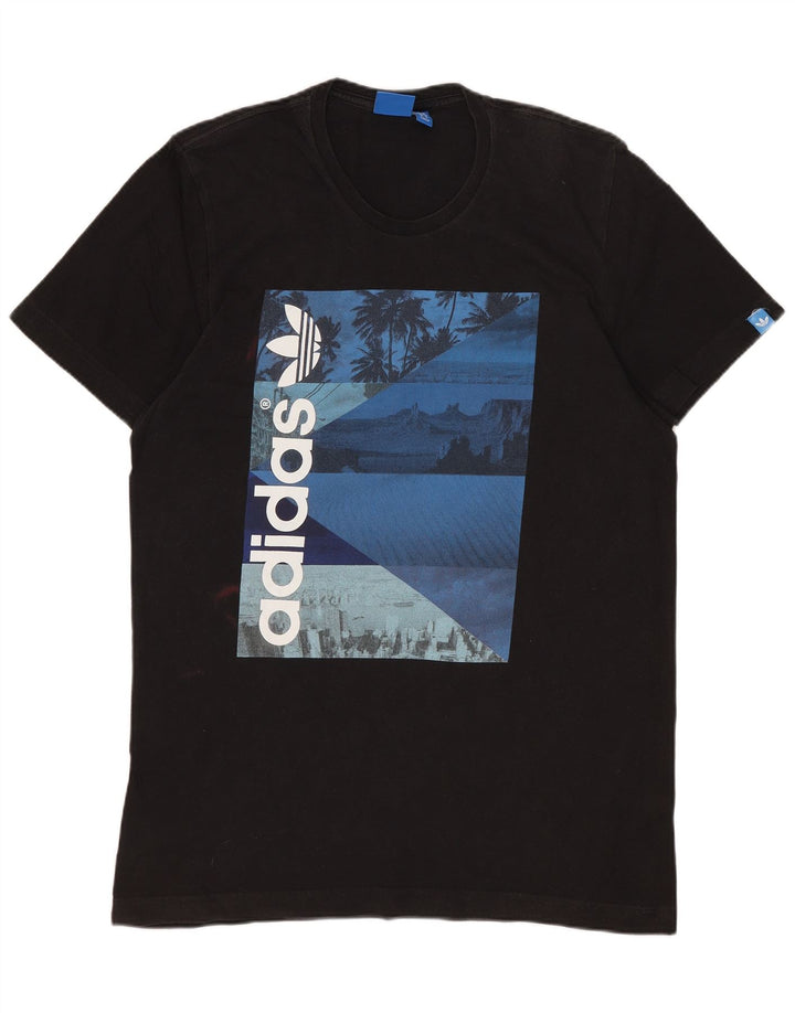 Męska koszulka z grafiką ADIDAS, średnia czarna, bawełniana