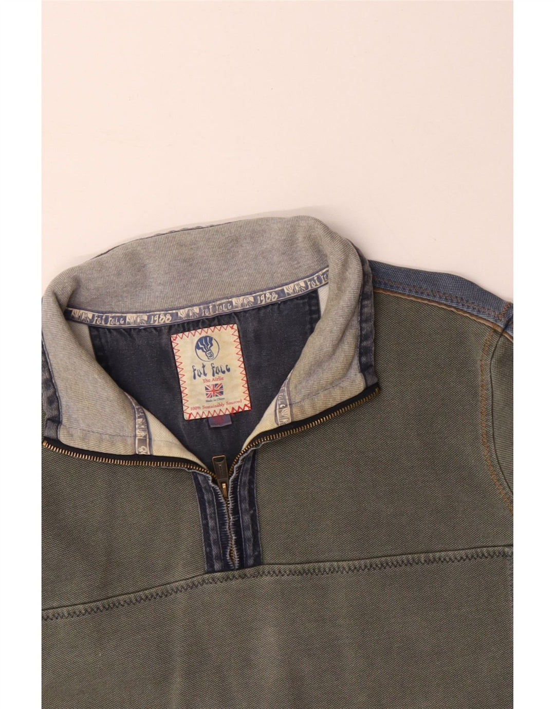 Męska bluza z kapturem i zamkiem FAT FACE 2XL, szara, bawełniana w bloki kolorów