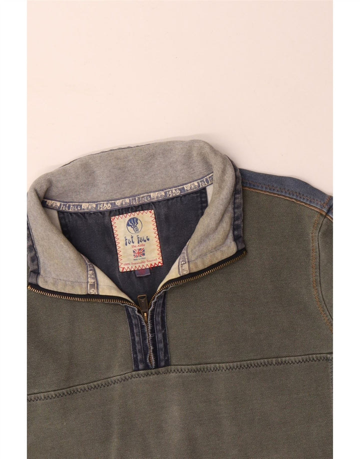 Męska bluza z kapturem i zamkiem FAT FACE 2XL, szara, bawełniana w bloki kolorów