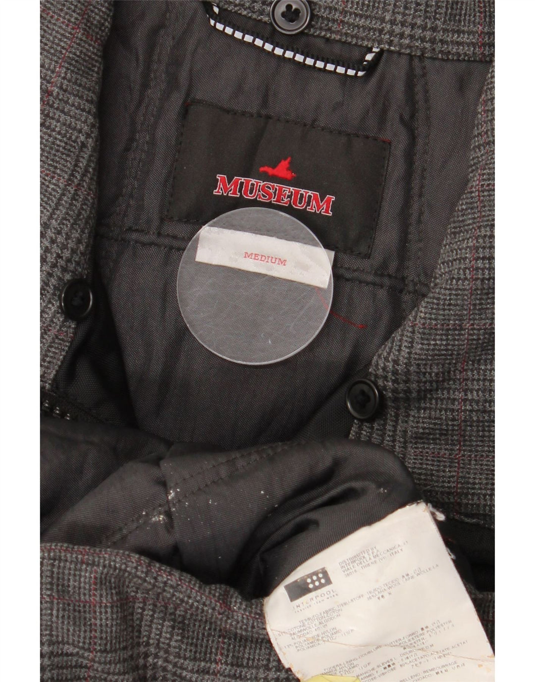 Damska kurtka bomberka Museum UK 14, średnia szara bawełna w pepitkę