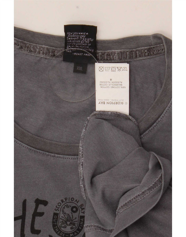 Męski top graficzny Scorpion Bay z długim rękawem, 2XL, szara bawełna