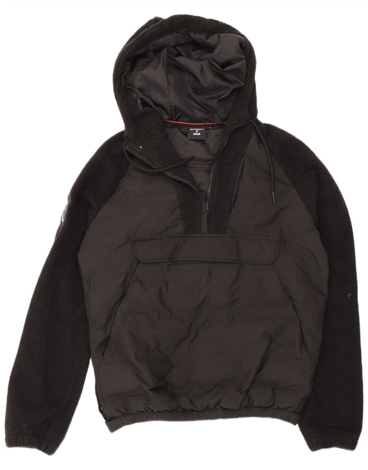 Męska wyściełana kurtka z kapturem Superdry UK 36, mała czarna, z blokami kolorów