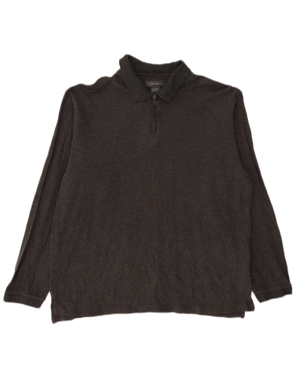 Męska koszulka polo z długim rękawem EDDIE BAUER, duża, szara, bawełniana