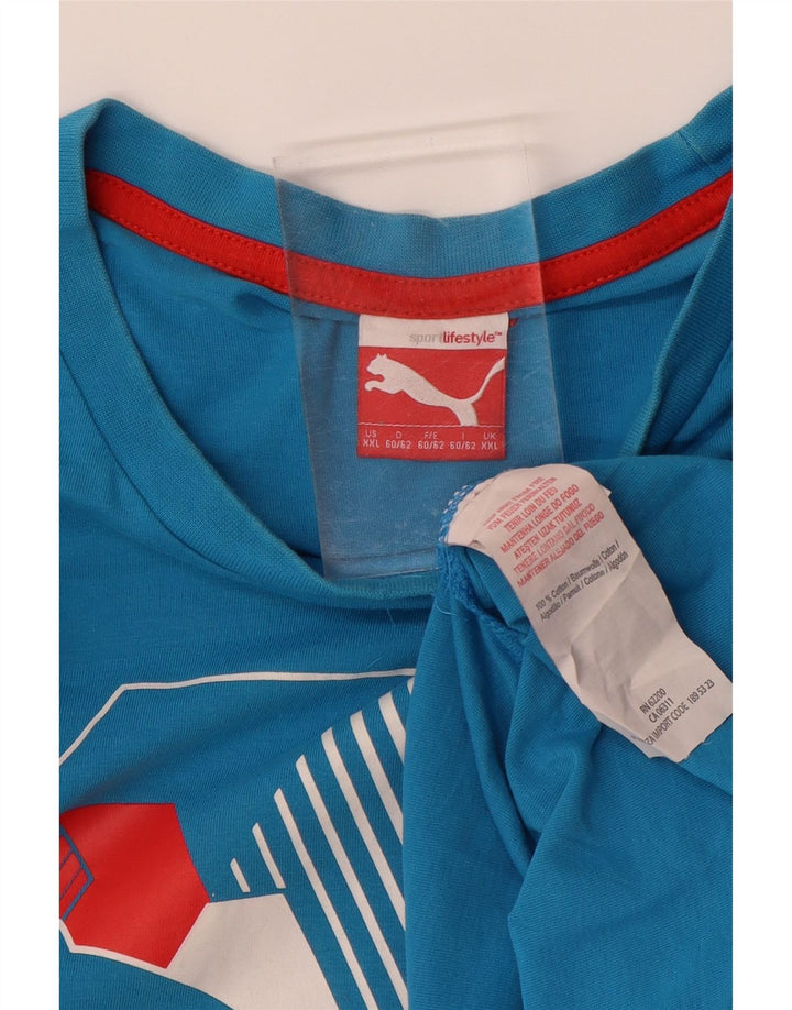 PUMA Mens Graphic T-Shirt Top 2XL Blue Cotton Vintage Puma and Second-Hand Puma from Messina Hembry 