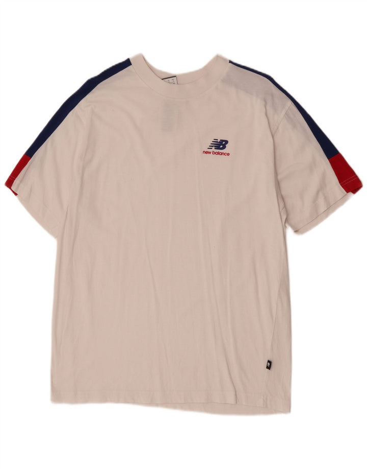 T-shirt męski New Balance, bawełniana koszulka w kolorze średniej bieli