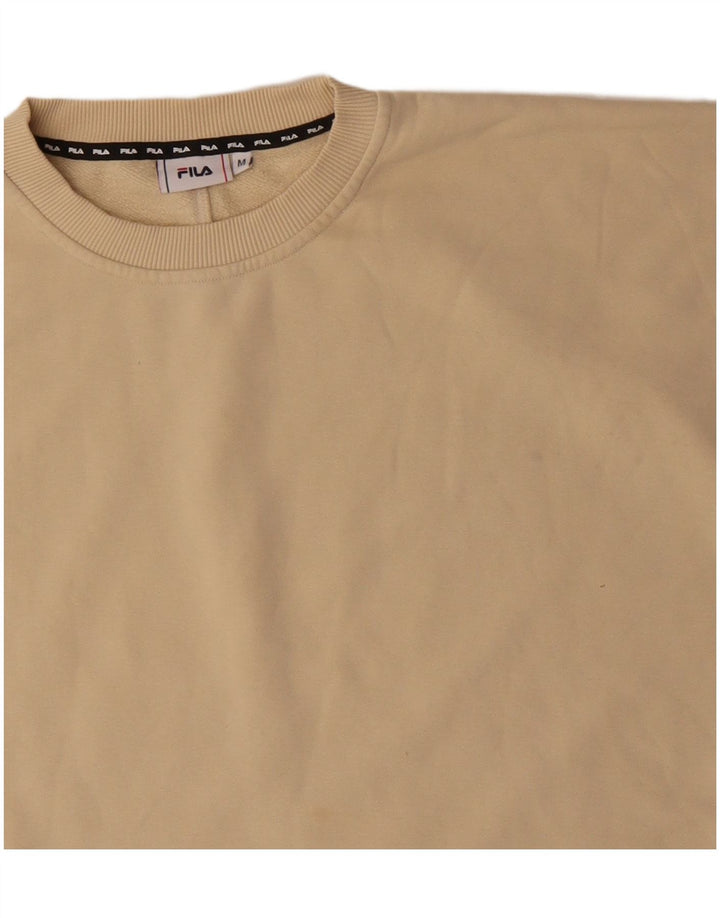 Damski T-shirt Fila Crop Oversize Top UK 14 Średni Beżowy Bawełna