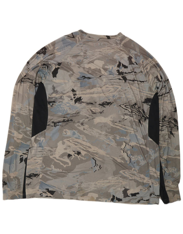Męski top Under Armour Heat Gear z grafiką, długim rękawem, XL, w szarym kamuflażu