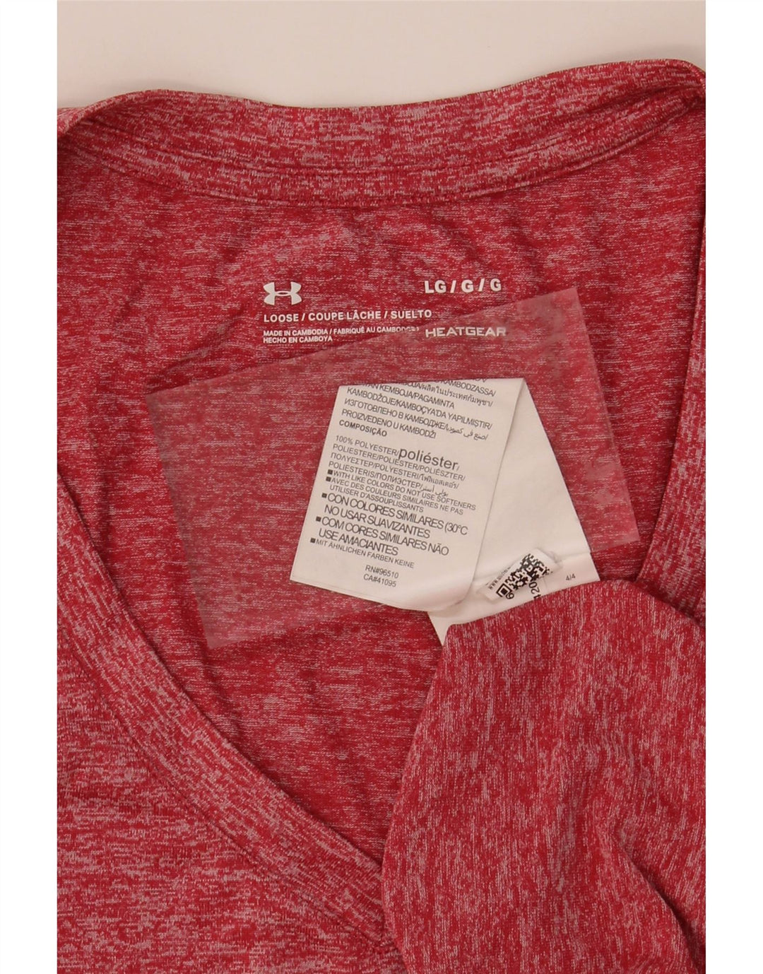 UNDER ARMOUR Mens Heat Gear T-Shirt Top Large Red Flecked Polyester Vintage Under Armour and Second-Hand Under Armour from Messina Hembry 