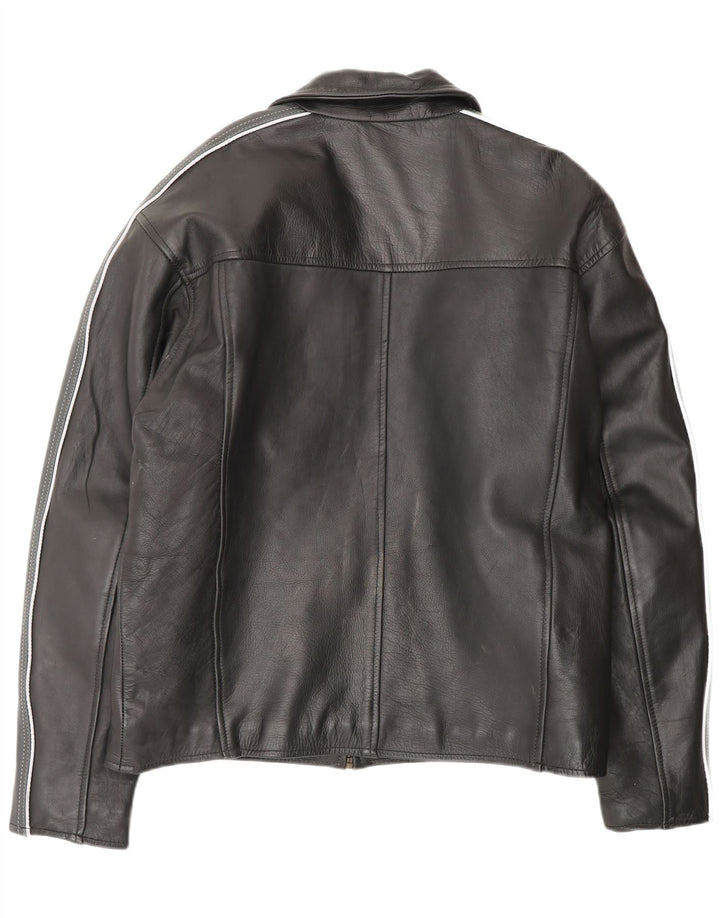 Męska kurtka skórzana VINTAGE UK 42 XL Czarna skóra z blokami kolorów