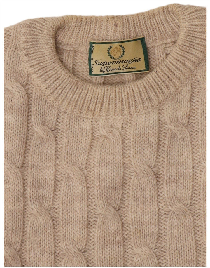 Męski sweter z okrągłym dekoltem Supermaglia, duży, beżowy