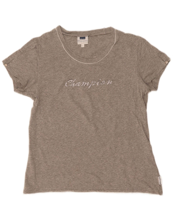 Damska koszulka Champion Easy Fit Graphic T-shirt Top UK 14, duża, szara, nakrapiana