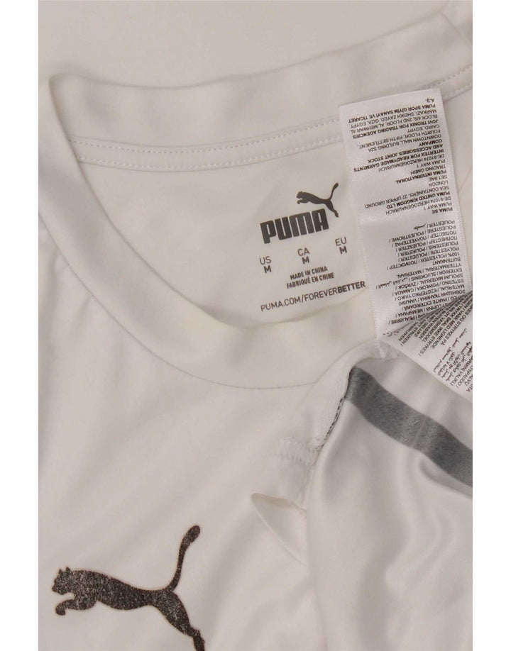 Damska koszulka z grafiką Puma Top, średni biały poliester