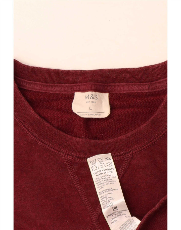 Marks & Spencer Męski sweter bluzowy, duży, bordowy, bawełniany